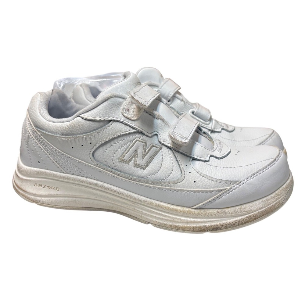 New Balance 577 White Leather Walking Shoes Women's 8 Hook Loop Comfort ABZORB‎